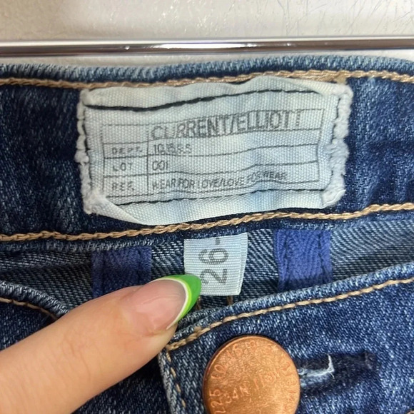 CURRENT/ELLIOT The Bermuda Short Denim Jorts Jean Worn Vintage Style Shorts - Picture 7 of 10